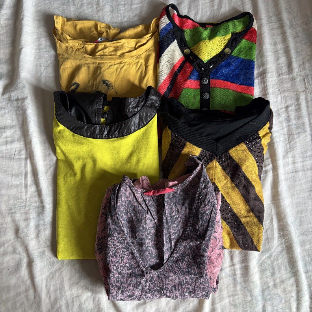 Assorted Yellow Patterned Bundle Tops (Category: Blouses) located in Binan City. Submitted by mypreloved_haul (Listing ID 1461816766, Image 1). Description: .
