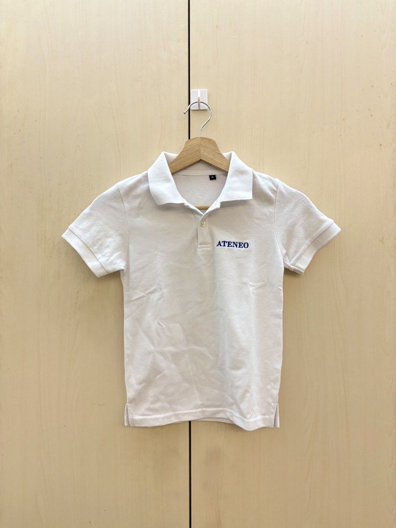 Ateneo White Polo Shirt Size M (Category: Tshirts & Polo Shirts ) located in Manila. Submitted by amityclutter (Listing ID 1461944125, Image 1). Description: - White Ateneo polo shirt - Short sleeves with collar - Size Medium (M) but fits S - Perfect for school or casual outings.