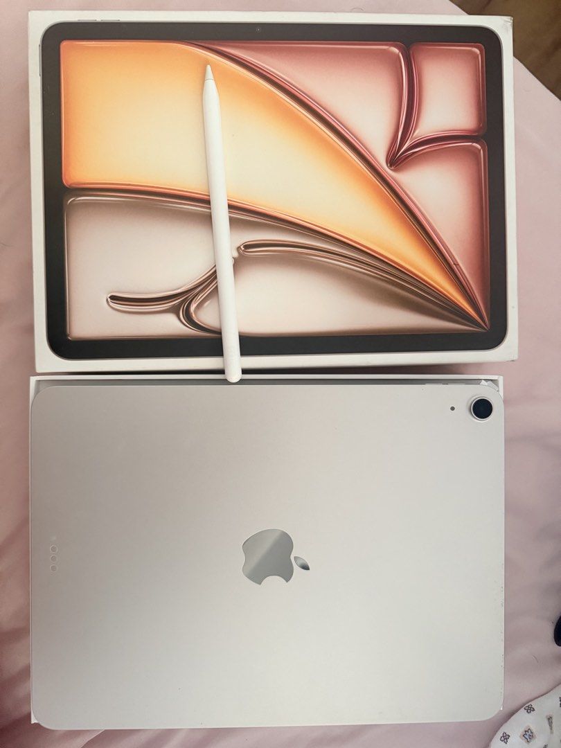 [AUTHENTIC] iPad Air 7 M3 Starlight with Authentic Apple Pencil Pro (Category: iPad) located in Manila. Submitted by babygirlie.ocean (Listing ID 1461882207, Image 1). Description: [AUTHENTIC] iPad Air 7 M3 Starlight with Authentic Apple Pencil Pro - Php 37k (36,500 if pick up in Taft) - 256 gb - Starlight color - With apple pencil pro (with box) - With box, black case, charger - Still in good condition, barely used - With mild scratches but a bi