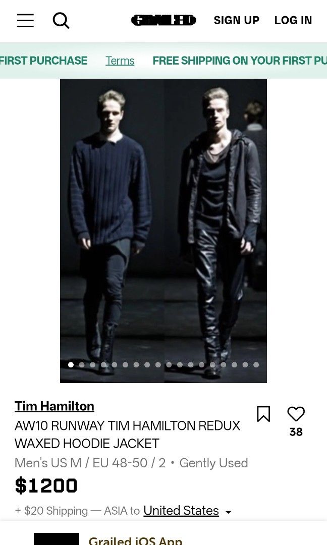 Aw10 runway Tim Hamilton redux waxed jacket (Category: Luxury Apparel) located in Ajuy. Submitted by aljohndalumpines88 (Listing ID 1461827526, Image 2). Description: size small no issue.