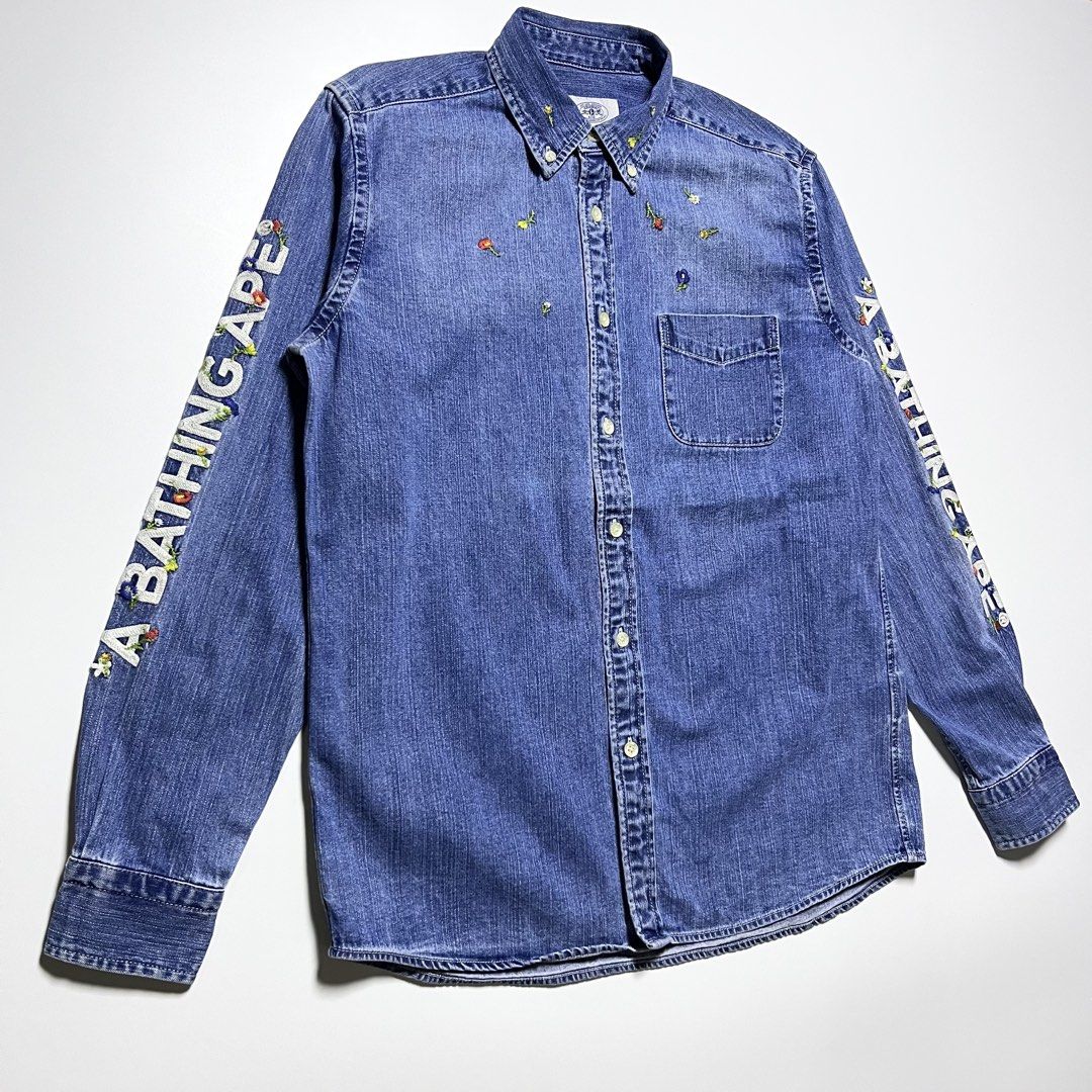 Bape Embroided Denim Longsleeve (Category: Longsleeves) located in Cebu City. Submitted by franceuy (Listing ID 1461835709, Image 2). Description: Excellent Condition No Issue W-20 L-28 Color rate: 10/10 Cebu City📍.