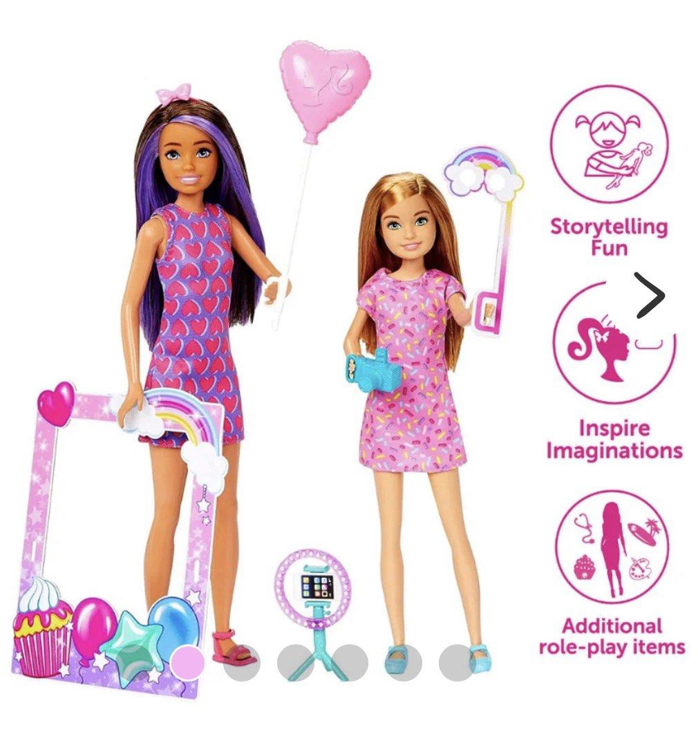 Barbie Celebration Fun Dolls with Accessories (Category: Kids Toys) located in Manila. Submitted by littlemayorajocelle (Listing ID 1461884070, Image 2). Description: - Two Barbie dolls ready for a celebration! - Includes a photo booth frame, selfie ring light, and camera. - Comes with balloons for extra party fun. - Perfect for imaginative play and storytelling. - Great for kids who love Barbie and parties..