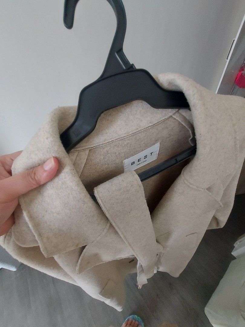 BEST Beige Double-Breasted Blazer with Belt (Category: Coats, Jackets and Outerwear) located in San Pedro. Submitted by laine0728 (Listing ID 1461869280, Image 2). Description: - Beige double-breasted wool winter coat - Includes matching belt - Ideal for winter - bought in Seoul, South Korea - Original Price Php3,000.