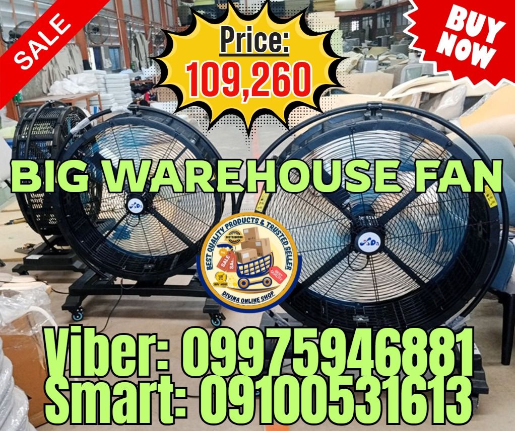 Big Warehouse Fan for Sale (Category: Fans) located in Mabalacat. Submitted by aprilmhay.fire (Listing ID 1461875821, Image 1). Description: 🌏 We Can Deliver Nationwide 👉 AP Cargo, LBC & Lalamove (🛳️ Sea /✈️ Air Freight) 🔥Big Warehouse Fan Price: 109,620 Fan diameter: 1.5meter(4.8') Air volume: 38000m3/h Power: 0.6kw Motor: permanent magnet motor Rotation speed: 440rpm Blades: 3pieces of high-strength magnesium-aluminum alloy blades Noise: 55