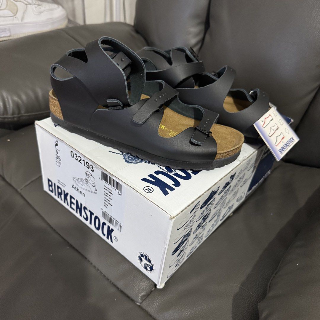 ORIGINAL Birkenstock Athen 36 Black (Category: Sandals) located in Bulacan. Submitted by mykakarizza (Listing ID 1462030159, Image 1). Description: Personal items ✨✨ ORIGINAL 💯 Brandnew 💯 Birkenstock Athen 36 Black Can fit size womens 6-7 and mens 4-5 Mall price nito is around 4-5K 1,800 only.
