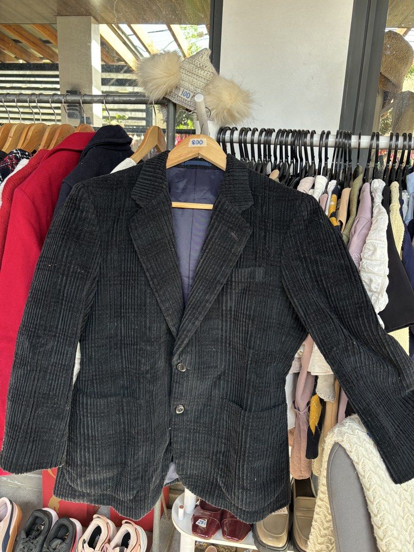 Black Corduroy Blazer (Category: Coats, Jackets and Outerwear) located in Manila. Submitted by loved.by.jin (Listing ID 1461870067, Image 1). Description: - Classic black corduroy blazer - Two-button closure - Two front pockets and one chest pocket - Fully lined interior - Versatile for dressing up or down.