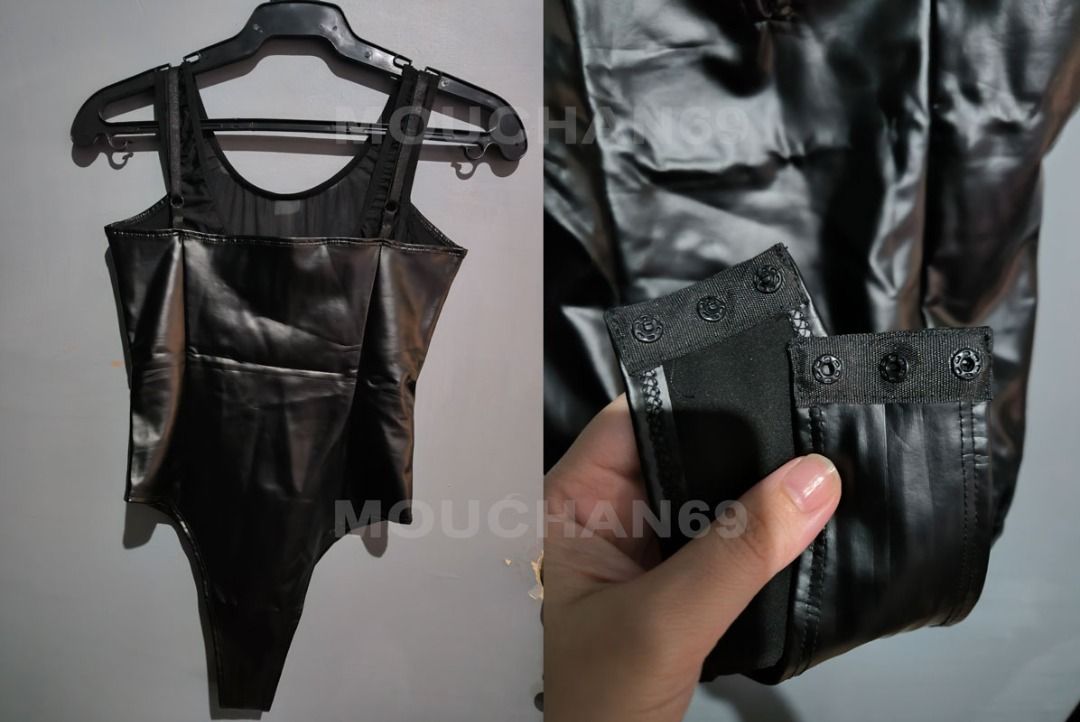 Black PU Leather V-Neck Bodysuit (Category: Others Tops) located in Pasig City. Submitted by Mou_chan (Listing ID 1461947423, Image 2). Description: Item Name: Black PU Leather V-Neck Bodysuit Brand: Off-brand Price: 300 Specifications: Size S. fabric is a bit stretchy. Condition: Used only once., includes an inner stocking >No when worn..