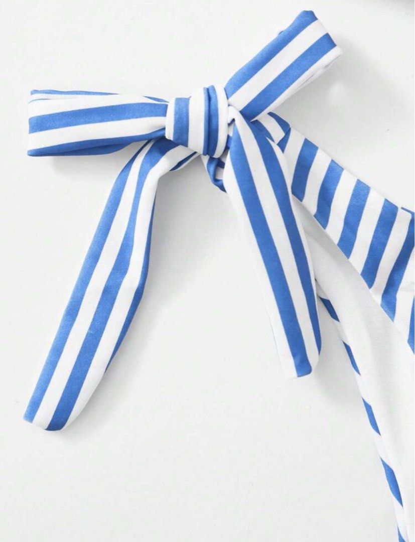 Blue and White Striped One-Shoulder Bikini (Category: Bikinis & Swimsuits) located in Muntinlupa City. Submitted by szamiee25 (Listing ID 1462000486, Image 3). Description: DM for more pictures and videos; Washed thoroughly + with warm water Selling Price: ₱250 📍Loc: Camella 1 🧚‍♀️ Shipping thru Lalamove for nearby areas or J&T ⭐️ MOD: Gcash, Maya, Bank Transfer or COD 🎀All items negotiable Items are preloved, and well taken 💗.
