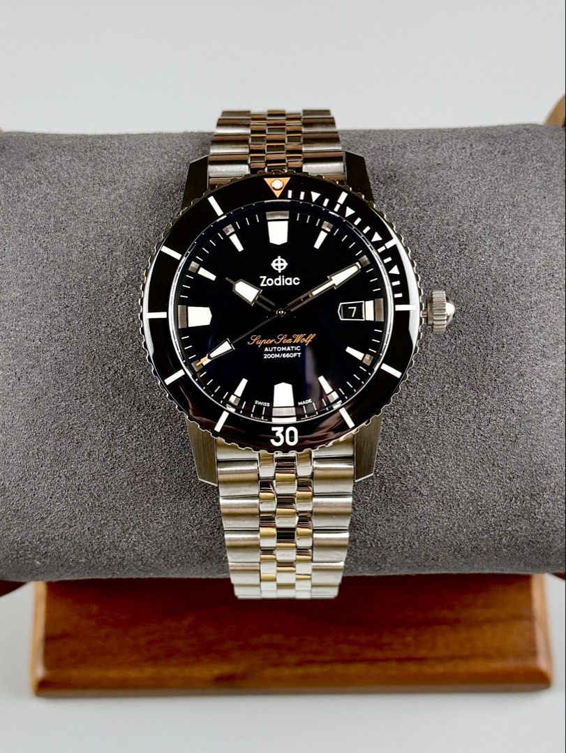 BNIB Zodiac “Super Seawolf - Compression Diver” Swiss Automatic (Category: Men's Watches) located in Quezon City. Submitted by fluxcapacitorjp (Listing ID 1461958695, Image 2). Description: BNIB Zodiac “Super Seawolf - Compression Diver” Swiss Automatic - Brand new. - Complete set. - 40mm case diameter. - Sapphire crystal with AR coating. - Black luminous sapphire crystal bezel insert. - Stainless steel case. - Stainless steel jubilee bracelet. -