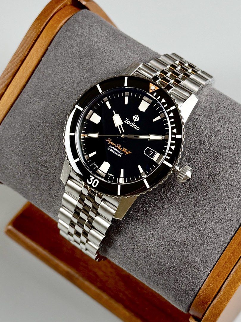 BNIB Zodiac “Super Seawolf - Compression Diver” Swiss Automatic (Category: Men's Watches) located in Quezon City. Submitted by fluxcapacitorjp (Listing ID 1461958695, Image 3). Description: BNIB Zodiac “Super Seawolf - Compression Diver” Swiss Automatic - Brand new. - Complete set. - 40mm case diameter. - Sapphire crystal with AR coating. - Black luminous sapphire crystal bezel insert. - Stainless steel case. - Stainless steel jubilee bracelet. -