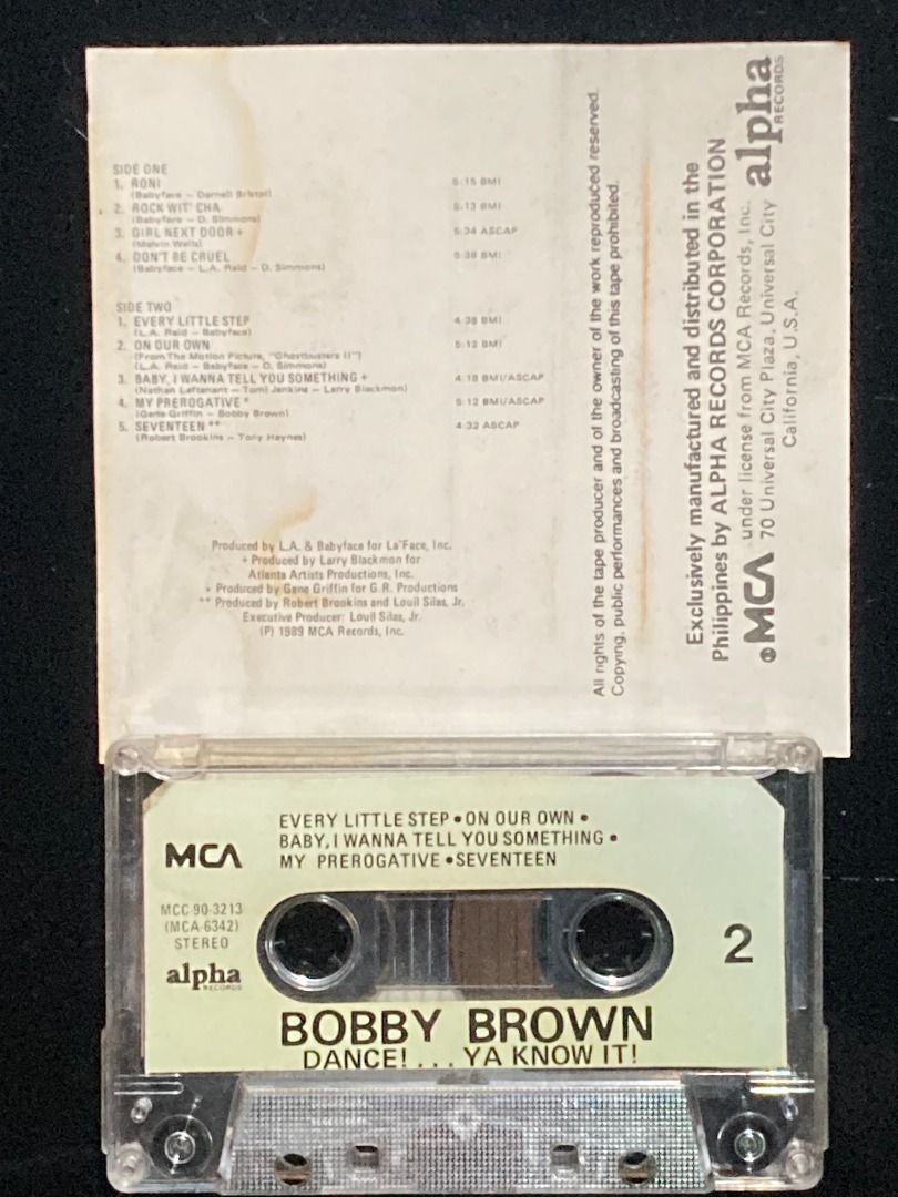 BOBBY BROWN Dance!... Ya Know It! PHILIPPINES Cassette Tape (Category: CDs & DVDs) located in Manila. Submitted by musika_pilipinas (Listing ID 1461866895, Image 3). Description: .