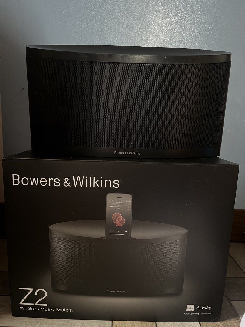 Bowers & Wilkins Z2 (Category: Soundbars, Speakers & Amplifiers) located in Quezon City. Submitted by pixyyy00848 (Listing ID 1461827036, Image 3). Description: Bowers&Wilkins Z2 Speaker Audio Type: Stereo Connectivity: Direct 3.5mm AUX input, Bluetooth, Ethernet port, Lightning connector dock or Apple Airplay (Wifi). Power Output: AC power adapter Size: 320mm x 180mm x 130mm Weight: 2.6kg orig price: 25k selling for: 7500 (may bawas if sure buye