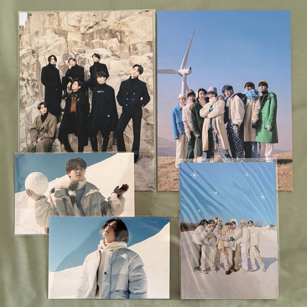 BTS Winter Package 2021 Merch Set (Category: K-Wave Merchandise) located in Paranaque City. Submitted by howlsmovinqcastle (Listing ID 1461818158, Image 1). Description: BTS Winter Package 2021 Merch Set Inclusions: Jungkook 4x6 photo Jin 4x6 photo Mini Poster Set Photo Sticker — basically brand new. all items kept in plastic in a binder since i bought it. – 10/10 condition — official items.