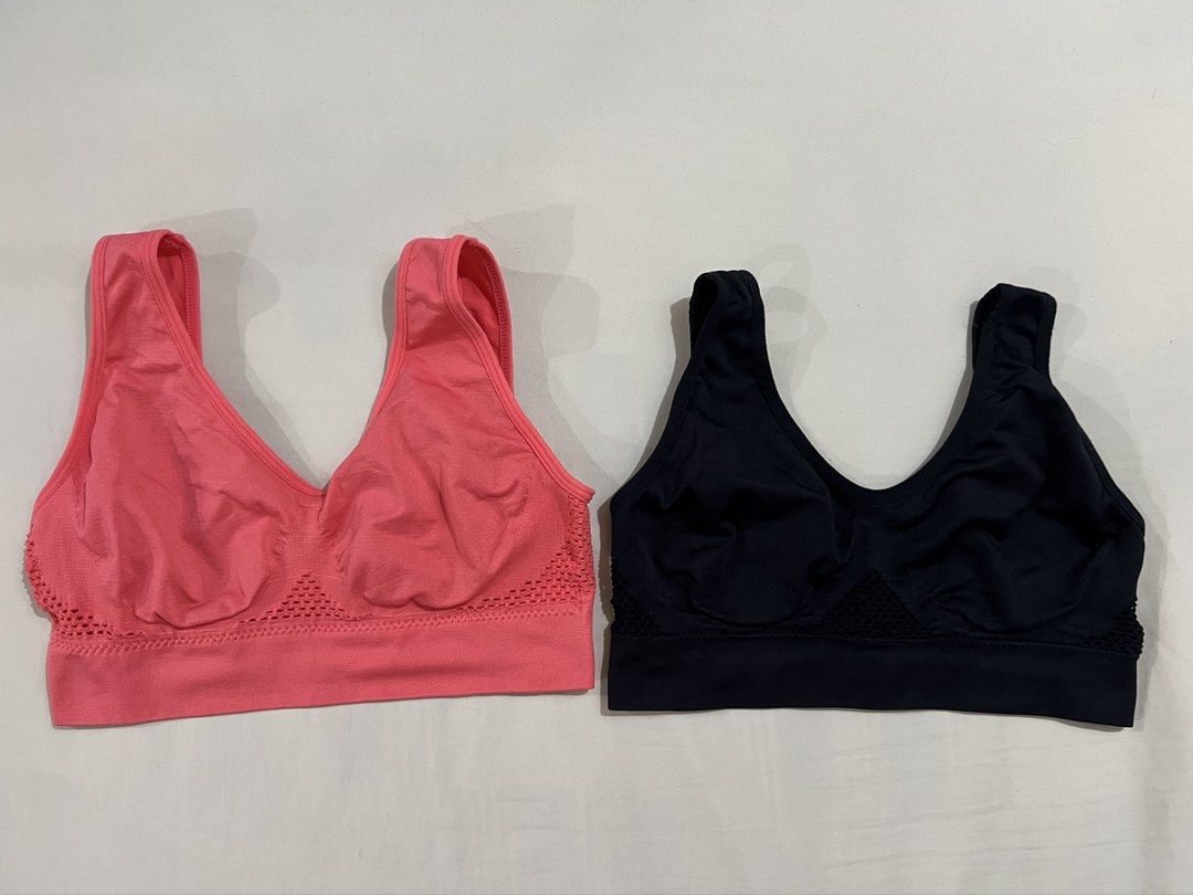 BUNDLE‼️Sports Bra Set (Category: Activewear) located in Pozorrubio. Submitted by kulin_ (Listing ID 1461985193, Image 1). Description: - 1 Black, 1 Coral Pink - L on tag can fit to S - Material: 90% Nylon, 10% Elastane - 2 for 299/ 200 each.
