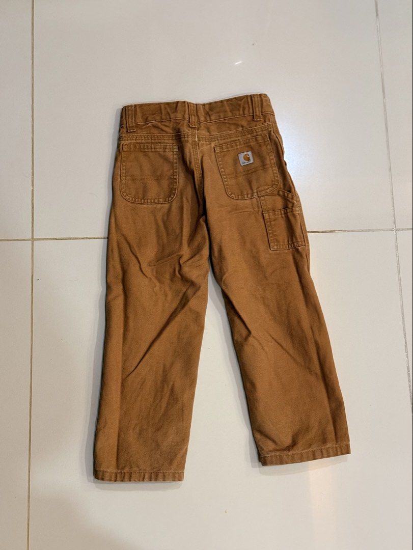 Carhartt Brown Cotton Work Pants Size 4T (Category: Babies & Kids Fashion) located in Urdaneta. Submitted by glamduck (Listing ID 1461976443, Image 3). Description: - Brand: Carhartt - Color: Brown - Size: 4T - Material: 100% Cotton - Style: Durable work pants, classic fit - Features: Pockets - Ideal for: Everyday wear, play, outdoor activities - Care: Easy to wash and care for.