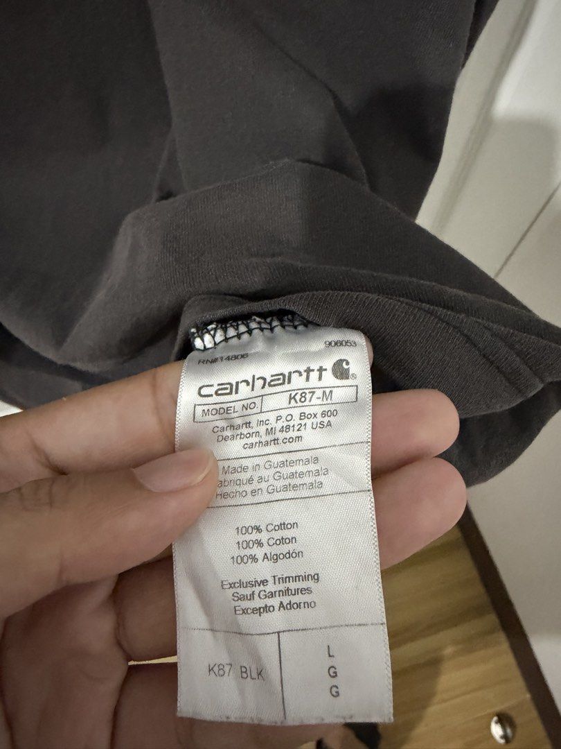 Carhartt K87 BLK T-Shirt (Category: Tshirts & Polo Shirts ) located in Manila. Submitted by driftthrift (Listing ID 1461999521, Image 2). Description: - Carhartt K87 BLK Pocket T-Shirt - Made in Guatemala - 100% Cotton - Classic, durable design for everyday use.