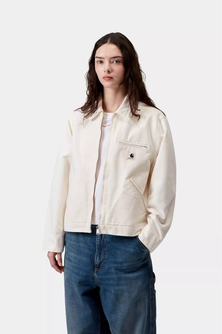 Carhartt WIP White Detroit Jacket (Category: Coats, Jackets and Outerwear) located in Baliuag. Submitted by arevedv (Listing ID 1461964615, Image 2). Description: Carhartt WIP OG Detroit Jacket Size MEDIUM / Women -Unisex / Oversize fit - Off-white color - Zip-up front closure - Chest pocket - Two side pockets - Button adjustable cuffs - Ideal for layering - Pairs well with jeans or trousers .