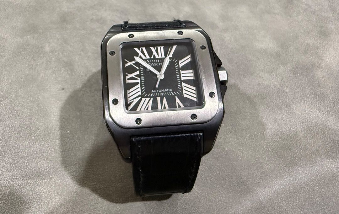 Cartier Santos Automatic Watch with Box and Papers (Category: Luxury Watches) located in Manila. Submitted by atty.jay (Listing ID 1461924740, Image 2). Description: FOR SALE: Cartier Santos 100 ADLC Carbon (Ref. W2020010 / 2656) — Full Set Date of Purchase: August 19, 2016.