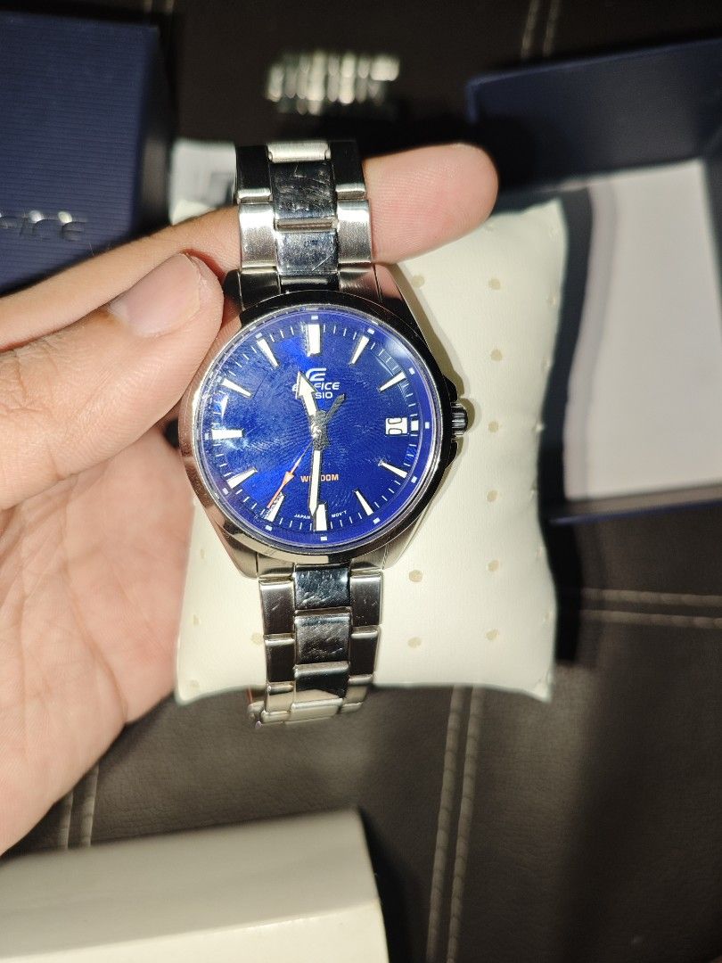 Casio Edifice Watch Blue Dial (Category: Men's Watches) located in Caloocan City. Submitted by ramosjoshu37622 (Listing ID 1461970329, Image 2). Description: - Casio Edifice Watch - Striking Blue Dial - Includes Original Box - Warranty Card Included - Extra Links Provided.