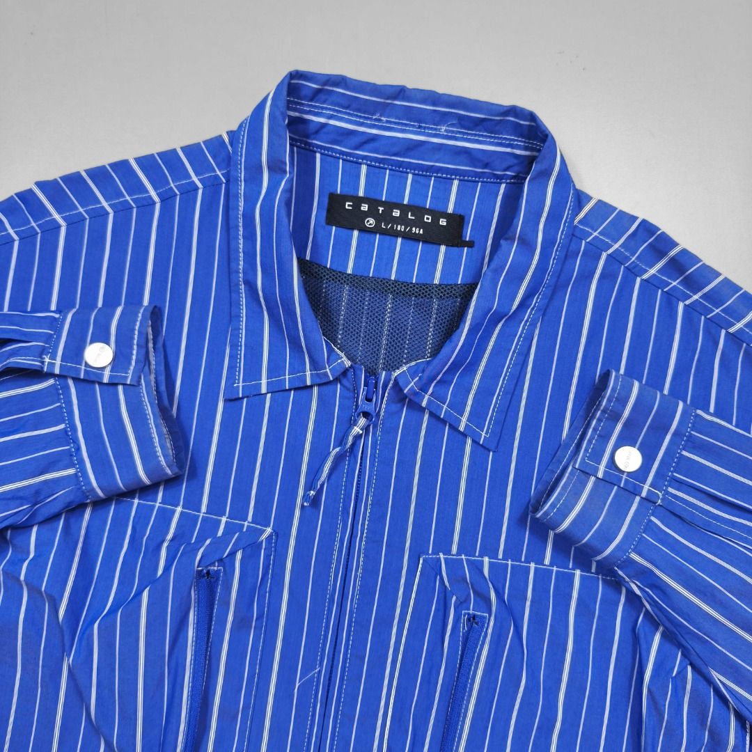 CATALOG PINSTRIPE PARACHUTE POCKET JACKET (Category: Coats, Jackets and Outerwear) located in Baguio. Submitted by curatedandselected (Listing ID 1461902522, Image 3). Description: Size: large to XL (oversized fit) Dimes: 25.5W x 31L Condition: 9.5/10 Fabric: cotton.