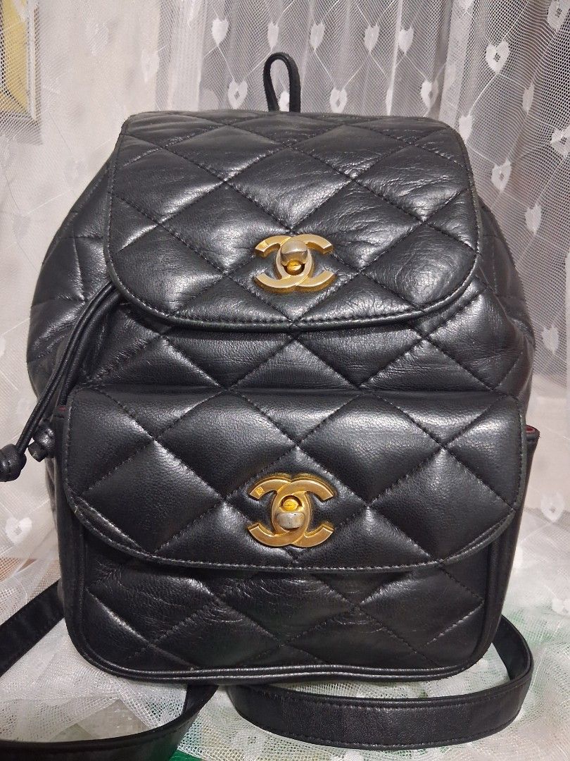 Channel backpack (Category: Luxury Bags & Wallets) located in Binan City. Submitted by ckr.coonlineshop (Listing ID 1461804177, Image 1). Description: from japan auction ( as is where is mine at ur own rish) quilted genuine leather (maganda leather nito quality) medium size issue: mukang replaced stap but same lng sa leather ng body nya loc: sanpedro mop:gcash mod:jnt ,lalamove.