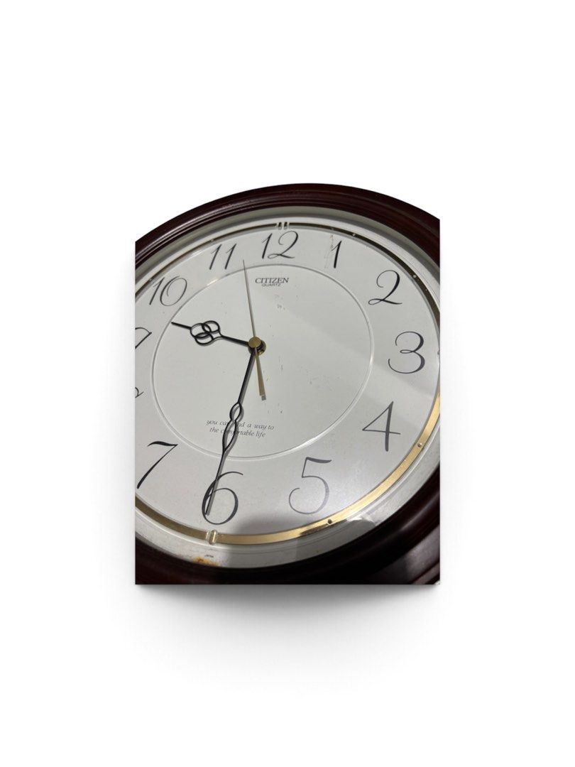 Citizen Quartz Wall Clock from Japan (Category: Clocks) located in Manila. Submitted by oddforest.c9c7d5 (Listing ID 1461952681, Image 2). Description: - Classic Citizen analog wall clock - Dark wood tone frame - Clear numbers and hands for easy reading - Battery operated.