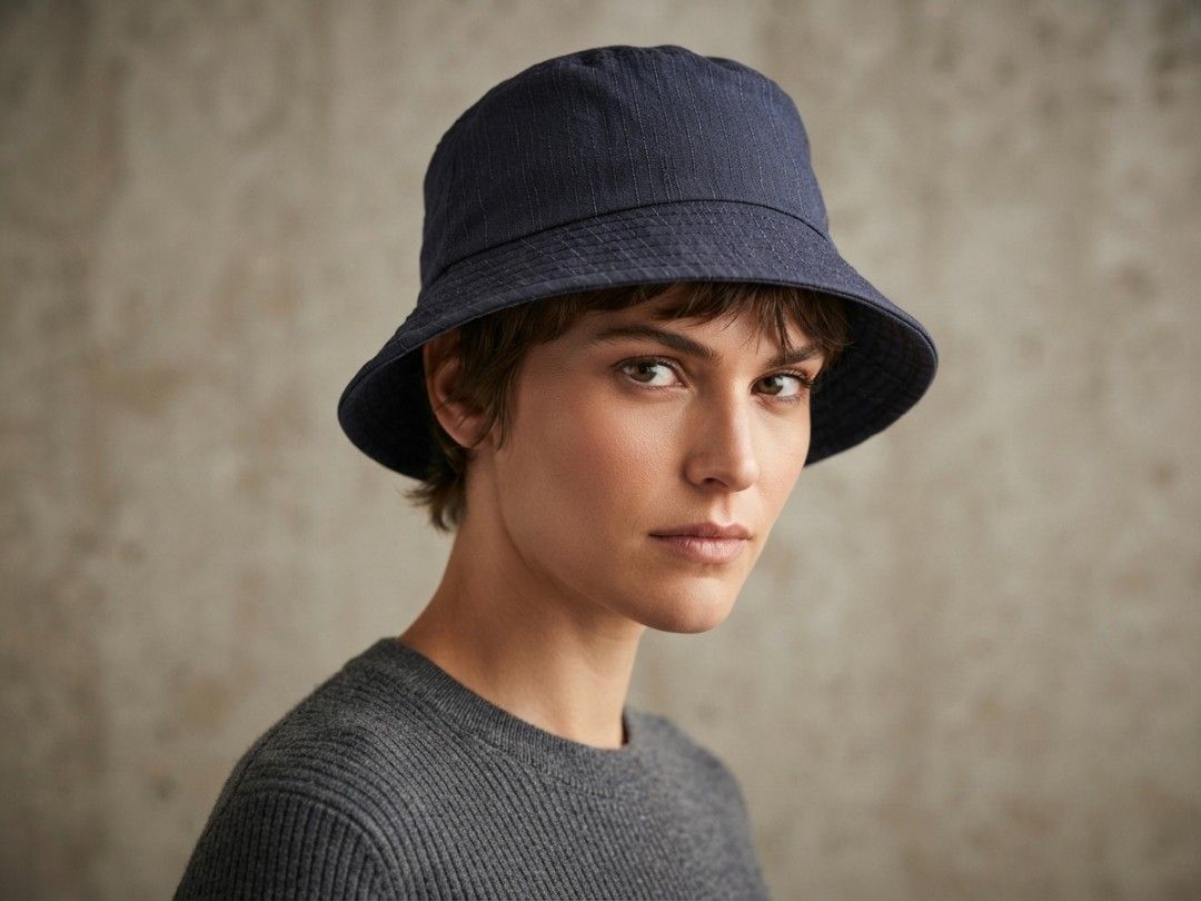 Classic Blue Pinstripe Denim Bucket (Category: Hats & Beanies) located in Binangonan. Submitted by yuristalin888 (Listing ID 1461927392, Image 1). Description: Complete your casual streetwear look with this classic blue bucket hat. Featuring a subtle vertical pinstripe texture, structured brim stitching, and a comfortable lined interior, this versatile accessory delivers effortless style and everyday sun protection..