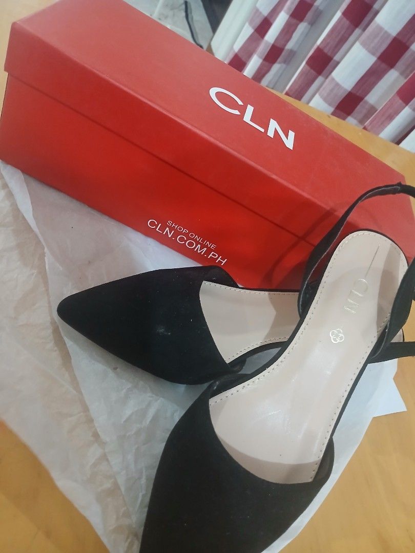 CLN Black Suede Pointed Slingback Heels (Category: Heels) located in Abucay. Submitted by mimasshop (Listing ID 1461804119, Image 3). Description: - CLN black suede slingback heels - Size 36 - Pointed toe design - Adjustable ankle strap for a secure fit - Includes original CLN box - Versatile for dressing up or down great condition once lang nasuot .