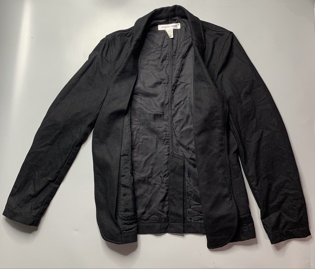 Comme Des Garcons Shirt Blazer (Category: Coats, Jackets and Outerwear) located in Binan City. Submitted by disqualified_but_undefeated (Listing ID 1461895476, Image 3). Description: Comme Des Garcons Shirt Blazer Mens Size- Small Chest- 19 inches Shoulder- 17 inches Sleeve Length- 26 inches Waist- 18 inches Length- 27.5 In Good Condition Material: Polyster & Wool Please Check Detailed Photos Posted For Your Reference Thankyou! •Comme des Garçons
