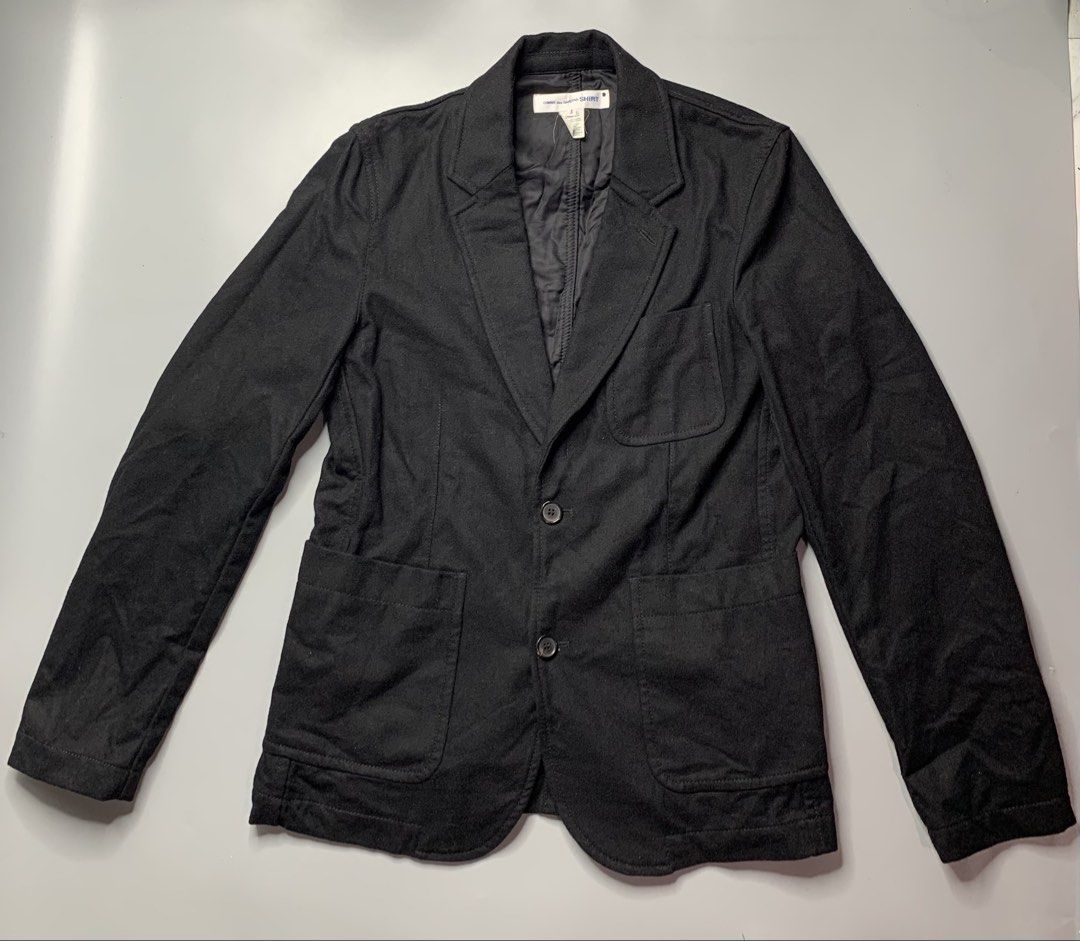 Comme Des Garcons Shirt Blazer (Category: Coats, Jackets and Outerwear) located in Binan City. Submitted by disqualified_but_undefeated (Listing ID 1461895476, Image 1). Description: Comme Des Garcons Shirt Blazer Mens Size- Small Chest- 19 inches Shoulder- 17 inches Sleeve Length- 26 inches Waist- 18 inches Length- 27.5 In Good Condition Material: Polyster & Wool Please Check Detailed Photos Posted For Your Reference Thankyou! •Comme des Garçons
