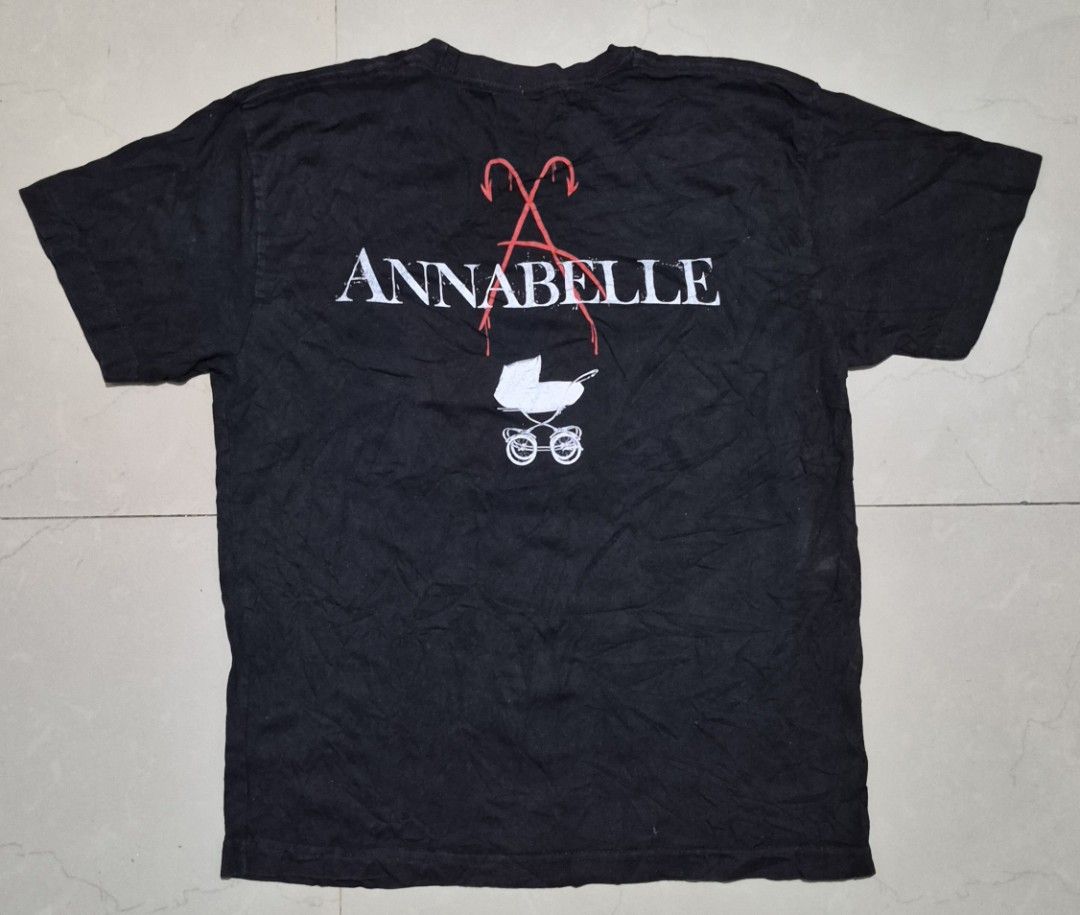 Conjuring Annabelle Shirt (Category: Activewear) located in Noveleta. Submitted by nep21 (Listing ID 1461814632, Image 2). Description: The Conjuring Movie Size L 20.5x26.5 Very good condition. Hairlines on print 1,000 pesos Noveleta,Cavite location Shipping J&T or Lalamove.