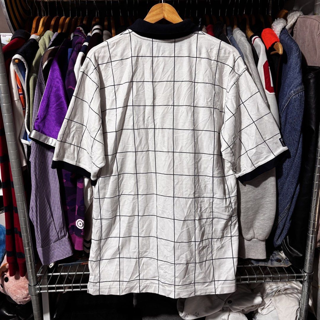 Converse All Star Polo Shirt XL White Grid Pattern (Category: Tshirts & Polo Shirts ) located in Caloocan City. Submitted by bonsatocha43876 (Listing ID 1461978375, Image 3). Description: - Brand: Converse All Star - Item: Polo Shirt - Color: White with Black Grid Pattern - Size: XL - Condition: Brand new with complete tags attached - Measurements: Width 22 inches, Length 30 inches - Price: 450 pesos.