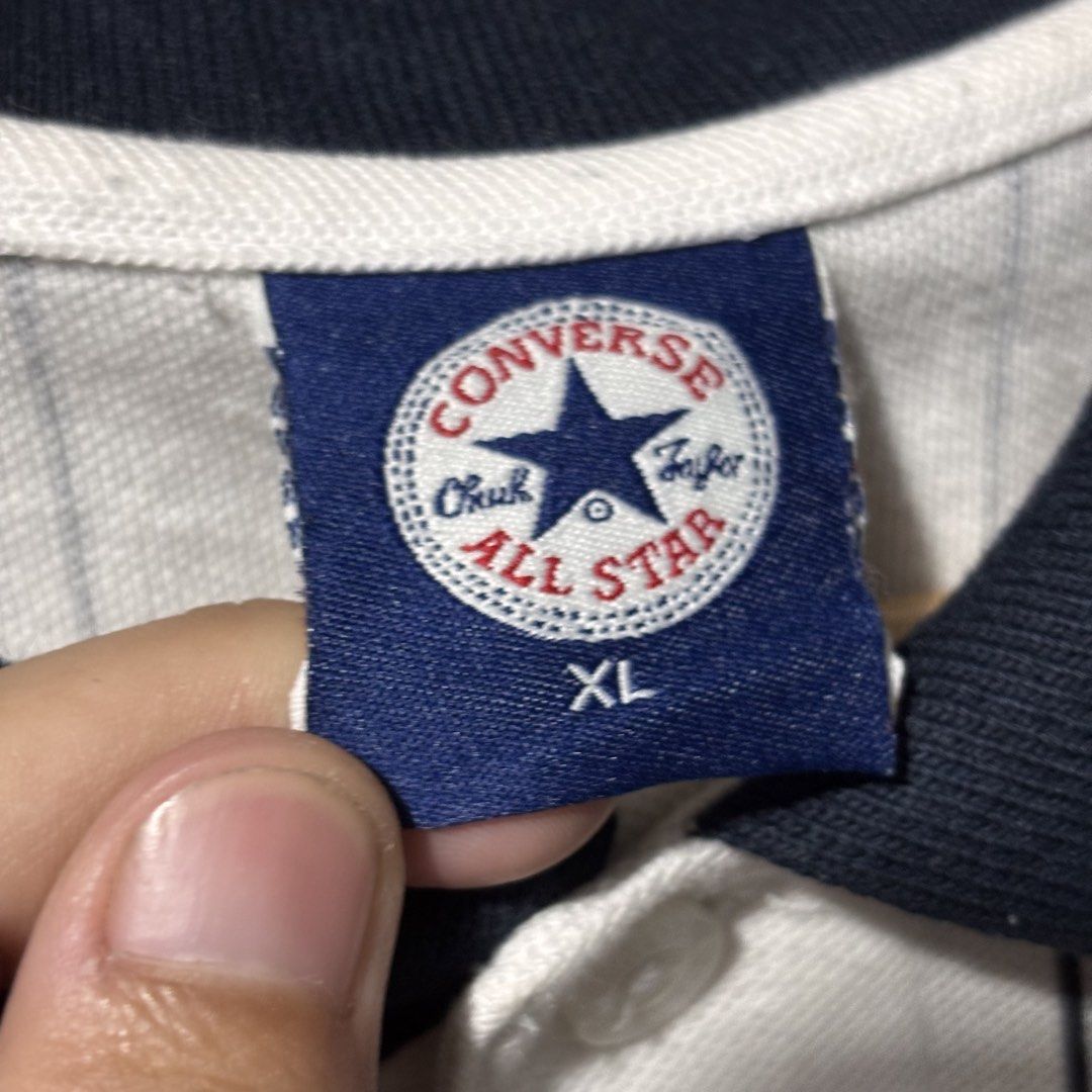 Converse All Star Polo Shirt XL White Grid Pattern (Category: Tshirts & Polo Shirts ) located in Caloocan City. Submitted by bonsatocha43876 (Listing ID 1461978375, Image 2). Description: - Brand: Converse All Star - Item: Polo Shirt - Color: White with Black Grid Pattern - Size: XL - Condition: Brand new with complete tags attached - Measurements: Width 22 inches, Length 30 inches - Price: 450 pesos.