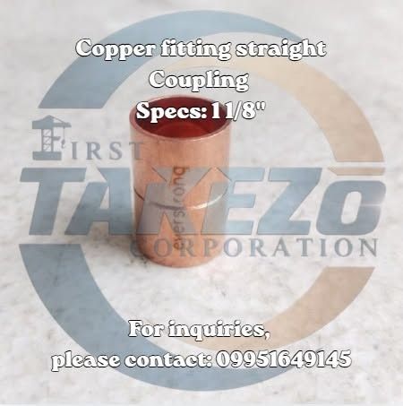 Copper fitting straight coupling Specs: 1 1/8" (Category: Home Improvement Tools & Accessories) located in Manila. Submitted by 09171479278_elsie. (Listing ID 1461856120, Image 1). Description: Copper fitting straight coupling Specs: 1 1/8".