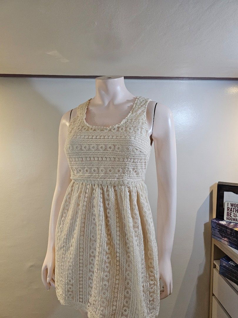 Cream Lace Overlay Dress (Category: Dresses) located in Antipolo. Submitted by ancheska_ (Listing ID 1461801630, Image 2). Description: Xs-Small No Issue 📍Upper Antipolo .