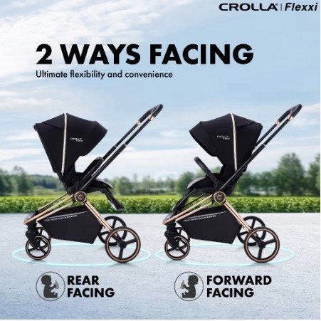 Crolla Flexxi Stroller - 2 Ways Facing (Category: Strollers) located in Puchong. Submitted by xinhui1216 (Listing ID 1461849708, Image 2). Description: - Crolla Flexxi stroller in a stylish pink color. - Versatile seat can face forward or backward. - Features a secure magnetic buckle for easy fastening. - Travel system compatible for added convenience. - Designed for easy maneuverability on the go..