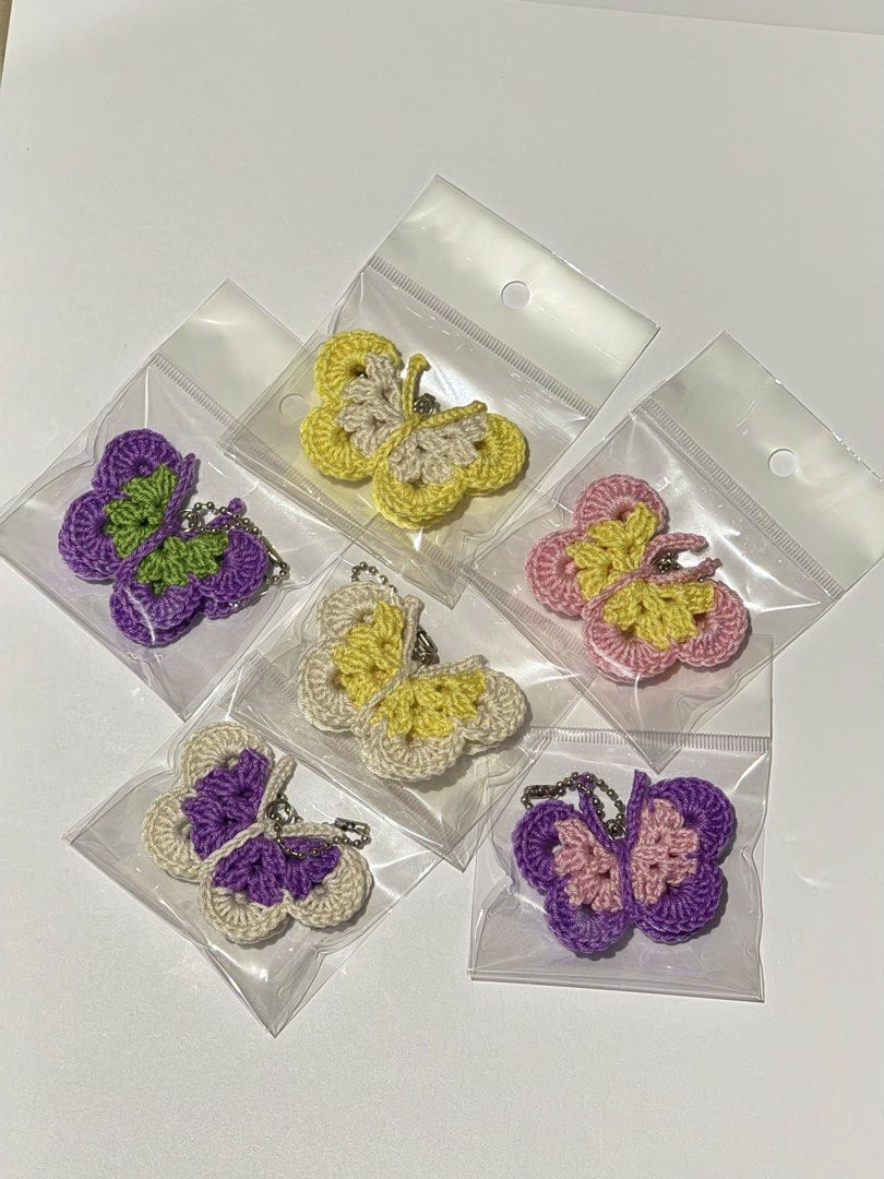 Cute Butterfly Keychain (Category: Handmade Craft) located in Manila. Submitted by angel.blouberry (Listing ID 1461922339, Image 2). Description: • Made with high-quality cotton yarn that helps the keychain last longer while keeping its cute, brand-new look. • An affordable and adorable charm to add to your bags, pouches, or keys. ♡ • Lightweight, cute, and perfect for adding a little personality to your everyday essentials!.