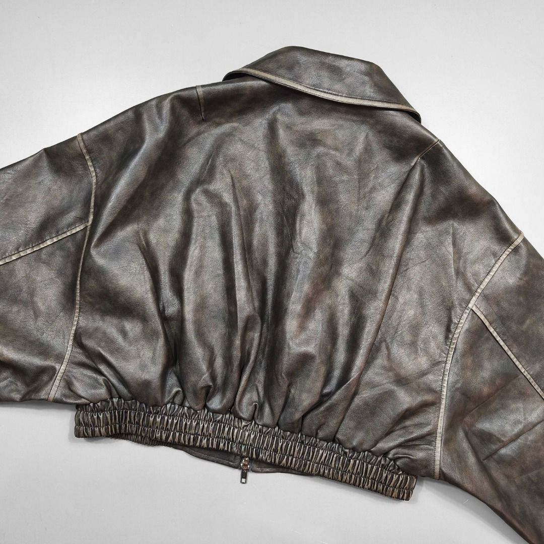 CZBS CROPPED LEATHER FLIGHT JACKET (Category: Coats, Jackets and Outerwear) located in Baguio. Submitted by curatedandselected (Listing ID 1461909183, Image 3). Description: Size: small to medium (cropped fit) Dimes: 20W x 20L Condition: 9.5/10 Fabric: leather.