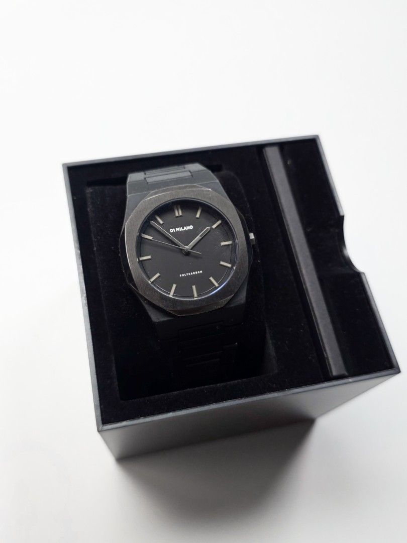 D1 Milano Polycarbon Watch - Black (Category: Men's Watches) located in Marikina City. Submitted by aarondc (Listing ID 1461844043, Image 2). Description: Selling a D1 Milano Polycarbon watch. Selling Price : 1,995 Retail Price: 9,995 All black design and mininalist dial. polycarbon material making the watch light. Barely used. Comes with original box and manual. .