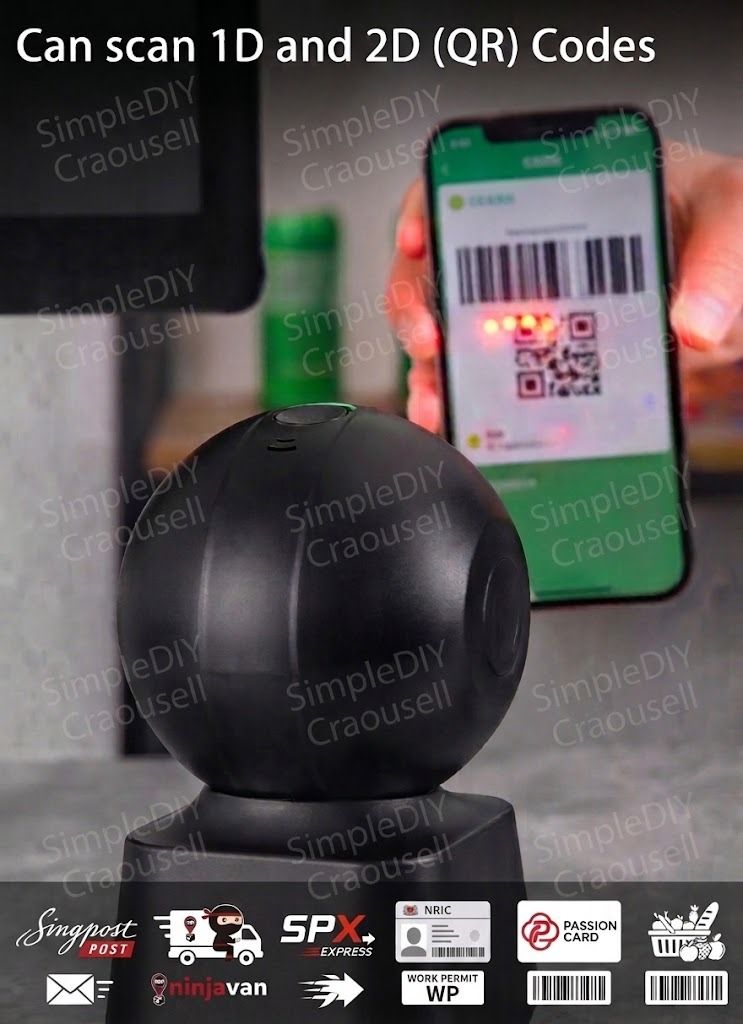 Desk Top Bar Code Scanner QR code reader (Category: Other Accessories) located in Singapore. Submitted by simplediy (Listing ID 1461796420, Image 2). Description: USB wired desk top bar code scanner Brand new set. Pls buy using the carousell buy button ✔️ Can scan codes on hand phone screen. ✔️ Can scan 1D , 2D & QR bar codes ✔️Can Scan Spx Xpress, Ninjhavan, Singpost, NRIC, WORK PERMIT, PASSION CARD and groceries barcode labels. ✔️ Ready Stock I