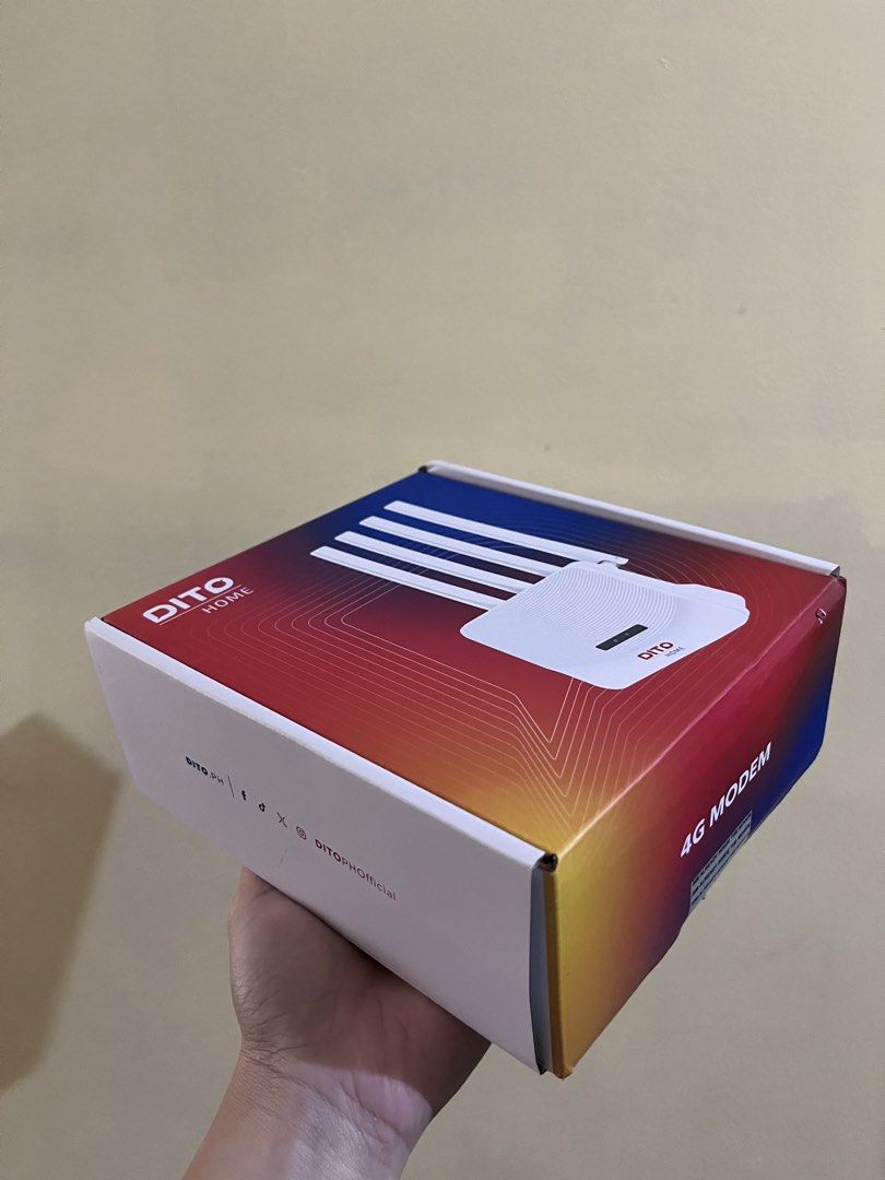DITO WoWiFi Lite 4G (Category: Networking) located in Quezon City. Submitted by ally_marie12 (Listing ID 1461902381, Image 2). Description: DITO WOWFI 4G - with modem and sim - just bought it recently for ₱800+ - rfs: upgrade - DITO Home 4G Modem WiFi Prepaid Starter Kit - Includes DITO Home SIM - Comes with 70GB all-access data, valid for 30 days - Enjoy speeds up to 50Mbps - Load up options: 30GB (7 days) or 80GB (30 days).