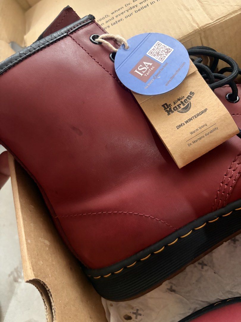 Dr. Martens 1460 8-Eye Cherry Red Boots (Category: Boots) located in Muntinlupa City. Submitted by mark1980ca28006 (Listing ID 1461867412, Image 2). Description: Fixed Price na po. Brandnew sya 2yrs na sa Closet so medyo nag brittle yung sa ibabaw pero di namn masyado halata. - Color: Cherry Red / Burgundy - DM's Lite collection - Original retail price: approx. P7,500 - P8,500.