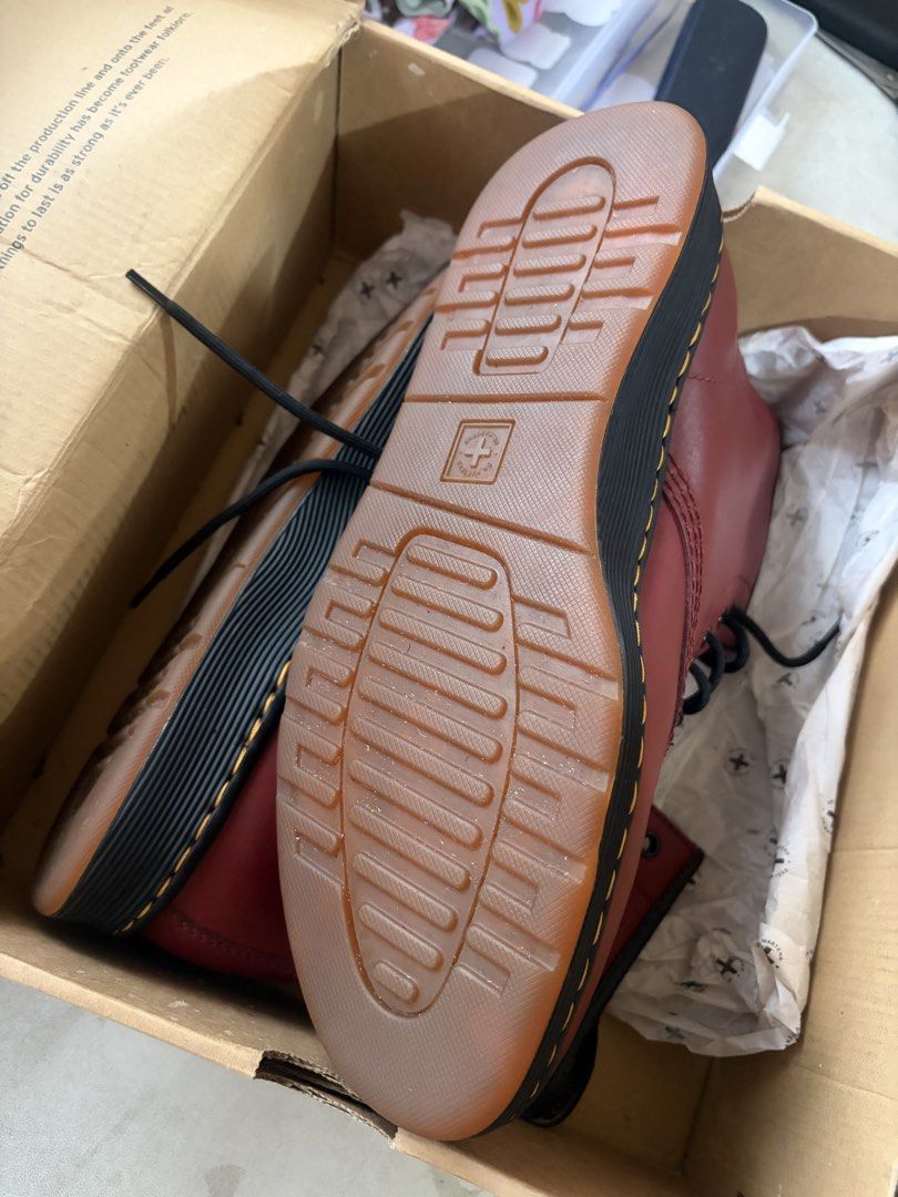 Dr. Martens 1460 8-Eye Cherry Red Boots (Category: Boots) located in Muntinlupa City. Submitted by mark1980ca28006 (Listing ID 1461867412, Image 3). Description: Fixed Price na po. Brandnew sya 2yrs na sa Closet so medyo nag brittle yung sa ibabaw pero di namn masyado halata. - Color: Cherry Red / Burgundy - DM's Lite collection - Original retail price: approx. P7,500 - P8,500.