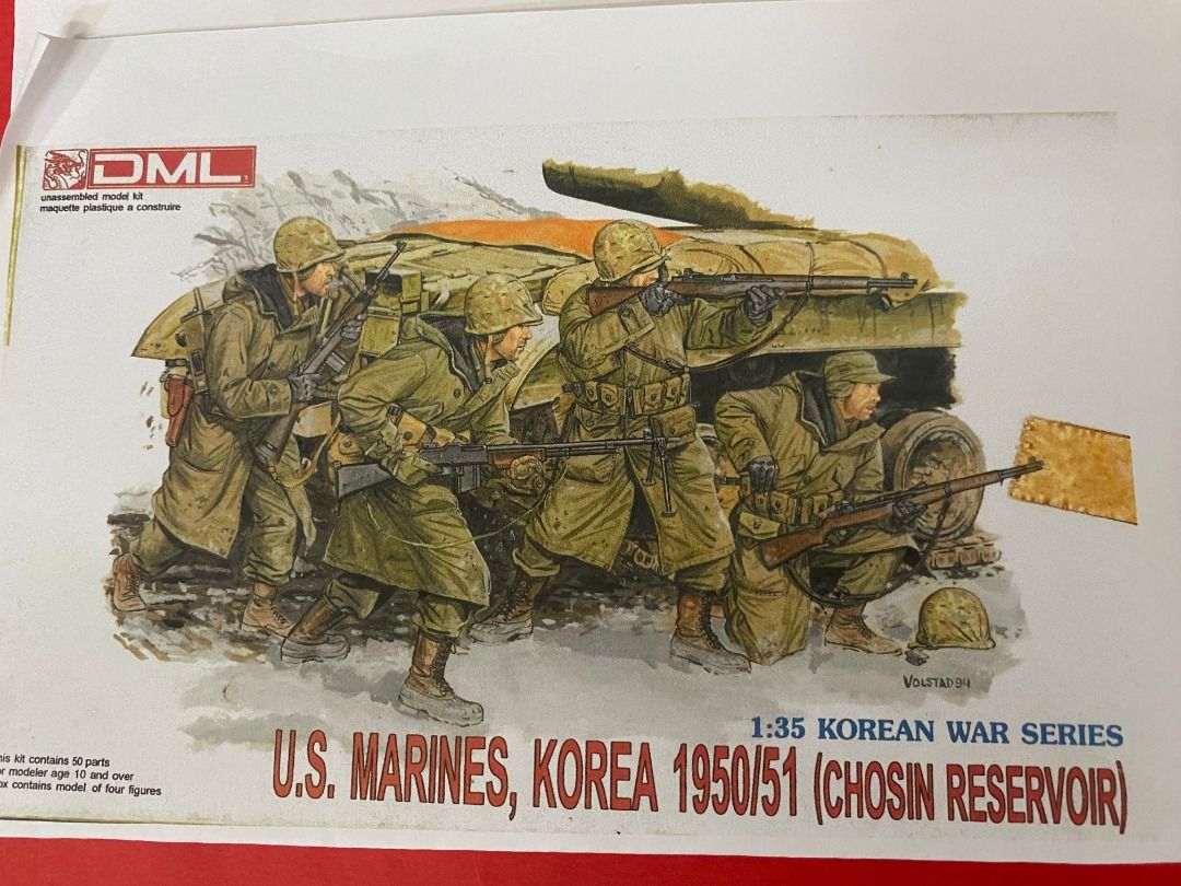 Dragon 威龍 1/35 US marines Korean 1950/51 Chosin reservoir (冇盒) （分類：高達及模型組合）位於 Hong Kong。 由 joelee2019 提交（商品編號 1459918516，圖片 1）。簡介： $50。 1/35 不議價,不散,二手 (見圖)。 注意: 冇盒. （見圖）。 附網上下載制造圖, (見圖). 歲月痕跡，所見所得． 介意莫投,免傷和氣. 不適合完美主義者。。