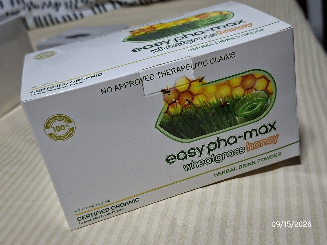 Easy Pha-Max Wheatgrass Honey Herbal Drink Powder (Category: Health Food, Drinks & Tonics) located in Taytay. Submitted by ivan14.12 (Listing ID 1461847539, Image 1). Description: - 15 sachets per pack, 20g each - Expiry Date: 06/21/2028 - Bought from S&R 4 packs available Check my listing for other items. ❗PLEASE SEE PAYMENT AND DELIVERY DETAILS BELOW❗.
