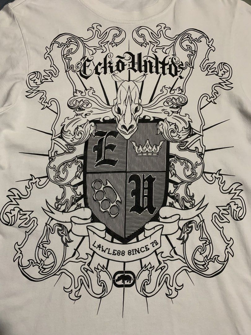 ECKO UNLTD GRAPHIC SHIRT (Category: Tshirts & Polo Shirts ) located in Kapalong. Submitted by ac_thrift (Listing ID 1461953758, Image 3). Description: ECKO UNLTD GRAPHIC SHIRT Dimes: W18.9 x L29 Color rate: 9.5/10 Condition: Vgood/Excellent Issue: Sign of use, Cut neck tag & faded washtag MoP: Gcash Location: Mindanao, Davao del Norte, Kapalong, 8113.
