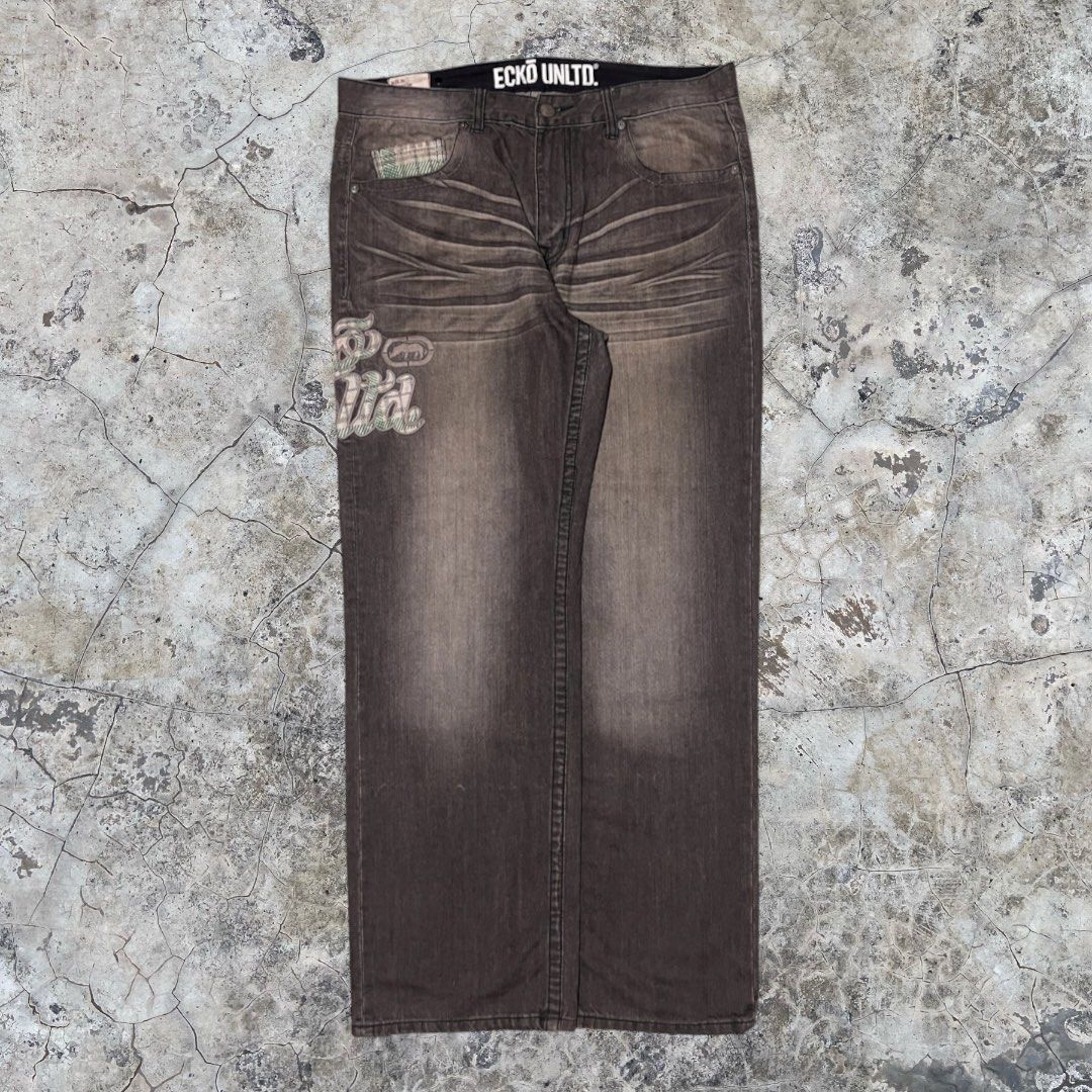 ECKO UNLTD PLAID SPELLOUT JEANS (Category: Jeans) located in Manila. Submitted by zstudios69 (Listing ID 1461993594, Image 2). Description: READ READ READ READ READ!!!!! DETAILED PHOTOS ARE POSTED 36 on tag Dimensions: W: 36 L: 45 T: 14.5 H: 10 Issue(s): Minimal Scratches NEGOTIABLE DM ME YOUR OFFERS DM FOR DETAILED PICTURES Will give a good deal if you purchase another garment from my account A great piece to add to your fly ass wardrobe SHIPPIN