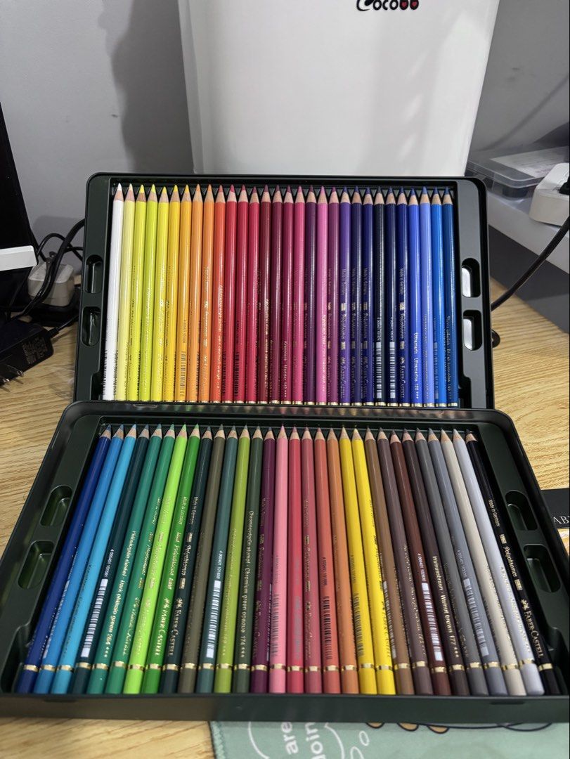 Faber-Castell Polychromos 60 Colour Pencils Set (Category: Craft Supplies & Tools) located in Taguig. Submitted by shirodr (Listing ID 1461976643, Image 3). Description: Used three times only for practice. In very good condition, walang sira or putol. Never pa natasahan. Rfs: walang time kaya di na din nagagamit. I can add the other color pencil na nasa pic for additional 800 di rin nagamit masyado at never natasahan. Wala din issue. Price slight