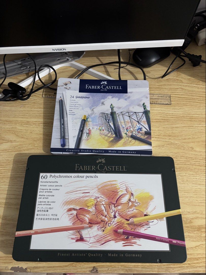 Faber-Castell Polychromos 60 Colour Pencils Set (Category: Craft Supplies & Tools) located in Taguig. Submitted by shirodr (Listing ID 1461976643, Image 2). Description: Used three times only for practice. In very good condition, walang sira or putol. Never pa natasahan. Rfs: walang time kaya di na din nagagamit. I can add the other color pencil na nasa pic for additional 800 di rin nagamit masyado at never natasahan. Wala din issue. Price slight