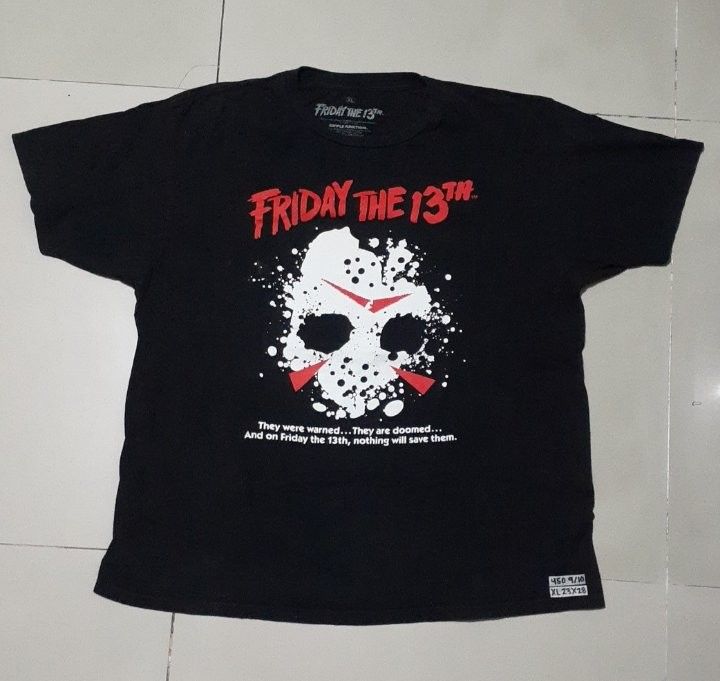 Friday The 13th T-Shirt (Category: Tshirts & Polo Shirts ) located in Koronadal. Submitted by scottie_spliffin (Listing ID 1461972805, Image 1). Description: Size: XL (23x28) Condition/Color Rate: 9/10 Price: 450 Add SF (Courier Thru J&T).